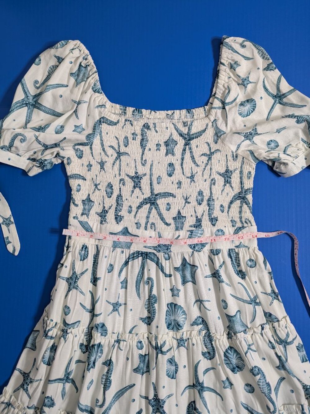 NWOT Agua Bendita x Target Deep Sea Print Puff Sleeve Mini Dress Size S - Picture 7 of 13